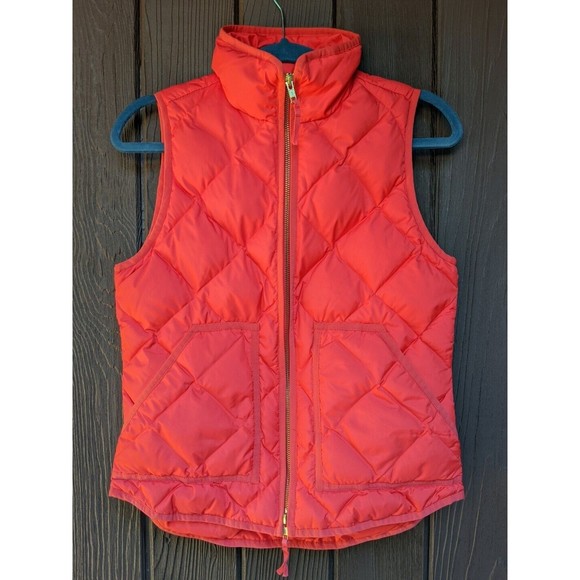 J.CREW Other - JCrew Coral Down Puffer Quilted Vest Full Zip Womens Size XS